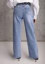 Niebieskie Jeansy Wide Leg High Waist z Elastycznego Denimu z Bawełną Jelimia