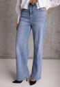 Niebieskie Jeansy Wide Leg High Waist z Elastycznego Denimu z Bawełną Jelimia
