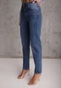 Niebieskie Jeansy Mom Fit Regular Waist z Bawełną Quelovia