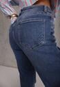 Niebieskie Jeansy Mom Fit Regular Waist z Bawełną Quelovia