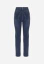Granatowe Elastyczne Jeansy Mom Fit Regular Waist z Bawełną Ellestar