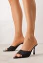 Czarne Koronkowe Klapki na Szpilce Lyvete