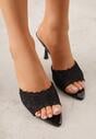 Czarne Koronkowe Klapki na Szpilce Lyvete