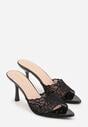 Czarne Koronkowe Klapki na Szpilce Lyvete