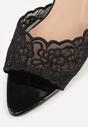 Czarne Koronkowe Klapki na Szpilce Lyvete