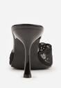 Czarne Koronkowe Klapki na Szpilce Lyvete