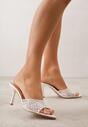 Białe Koronkowe Klapki na Szpilce Lyvete