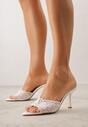 Białe Koronkowe Klapki na Szpilce Lyvete