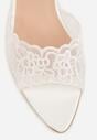 Białe Koronkowe Klapki na Szpilce Lyvete