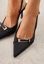 Czarne Sandały Slingback na Klepsydrowym Obcasie Zdobione Klamerką Skodrifa
