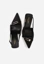 Czarne Sandały Slingback na Klepsydrowym Obcasie Zdobione Klamerką Skodrifa