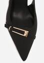 Czarne Sandały Slingback na Klepsydrowym Obcasie Zdobione Klamerką Skodrifa