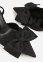 Czarne Szpilki o Satynowym Wykończeniu z Aplikacją w Kształcie Kokardy Gihaen