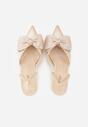 Beżowe Szpilki o Satynowym Wykończeniu z Aplikacją w Kształcie Kokardy Gihaen