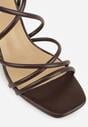 Brązowe Sandały na Szpilce z Cienkimi Paseczkami i Kwadratowym Noskiem Danita