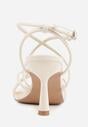 Beżowe Sandały na Szpilce z Cienkimi Paseczkami i Kwadratowym Noskiem Danita