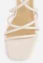 Beżowe Sandały na Szpilce z Cienkimi Paseczkami i Kwadratowym Noskiem Danita
