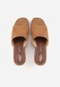 Jasnobrązowe Klapki Typu Drewniaki z Imitacji Zamszu na Koturnie Abilisa