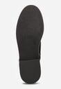 Czarne Skórzane Botki z Ażurowym Wzorem Kasona