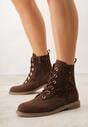 Brązowe Skórzane Botki z Ażurowym Wzorem Kasona