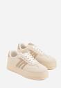 Beżowe Sneakersy w Stylu Klasycznych Tenisówek na Grubej Podeszwie Yenoinne