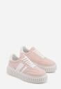 Różowe Sneakersy na Tłoczonej Platformie Ozdobione Dwoma Paskami Hesaia