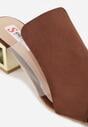 Brązowe Transparentne Klapki na Słupku z Wkładką ze Skóry Naturalnej Neveliza