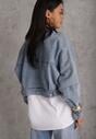 Niebieska Kurtka Jeansowa z Bawełny Typu Crop Bomber Jacket  Veloma