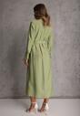 Zielona Sukienka z Wiskozą o Koszulowym Kroju z Wiązanym Paskiem Rissanni