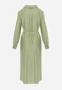Zielona Sukienka z Wiskozą o Koszulowym Kroju z Wiązanym Paskiem Rissanni