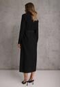 Czarna Sukienka z Wiskozą o Koszulowym Kroju z Wiązanym Paskiem Rissanni