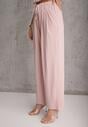 Różowe Szerokie Spodnie Wiskozą Bawełną i Elastyczną Talią ze  Sznurkiem Arkinae