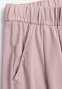 Różowe Szerokie Spodnie Wiskozą Bawełną i Elastyczną Talią ze  Sznurkiem Arkinae