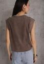 Brązowy Top z Bawełny w Stylu Grunge z Szeroką Linią Ramion Tezorea