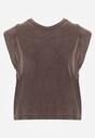 Brązowy Top z Bawełny w Stylu Grunge z Szeroką Linią Ramion Tezorea