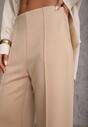 Beżowe Bawełniano-Wiskozowe Spodnie o Eleganckim Kroju w Kant Tinawre