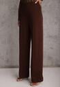 Brązowe Bawełniano-Wiskozowe Spodnie o Eleganckim Kroju w Kant Tinawre