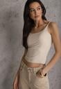 Beżowy Top z Wiskozy na Podwójnych Ramiączkach Indrea