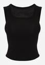 Czarny Wiskozowy Top Dopasowany z Kwadratowym Dekoltem Bez Rękawów Bilincja
