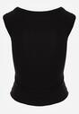 Czarny Wiskozowy Top Dopasowany z Kwadratowym Dekoltem Bez Rękawów Bilincja