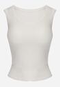 Biały Wiskozowy Top Dopasowany z Kwadratowym Dekoltem Bez Rękawów Bilincja