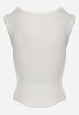Biały Wiskozowy Top Dopasowany z Kwadratowym Dekoltem Bez Rękawów Bilincja