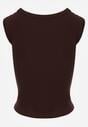Brązowy Wiskozowy Top Dopasowany z Kwadratowym Dekoltem Bez Rękawów Bilincja