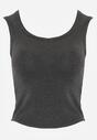 Szary Wiskozowy Top Dopasowany z Kwadratowym Dekoltem Bez Rękawów Bilincja