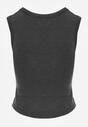 Szary Wiskozowy Top Dopasowany z Kwadratowym Dekoltem Bez Rękawów Bilincja