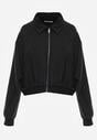 Czarna Bluza Bomberka z Bawełny Oversize Ozdobiona Kołnierzem Vimelles