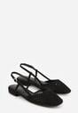 Czarne Sandały Slingback z Kwadratowym Noskiem i Ażurową Cholewką Jurria