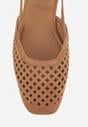 Brązowe Sandały Slingback z Kwadratowym Noskiem i Ażurową Cholewką Jurria