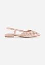 Różowe Baleriny Slingback z Kwadratowym Noskiem i Ażurową Cholewką Jurria