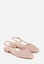 Różowe Baleriny Slingback z Kwadratowym Noskiem i Ażurową Cholewką Jurria